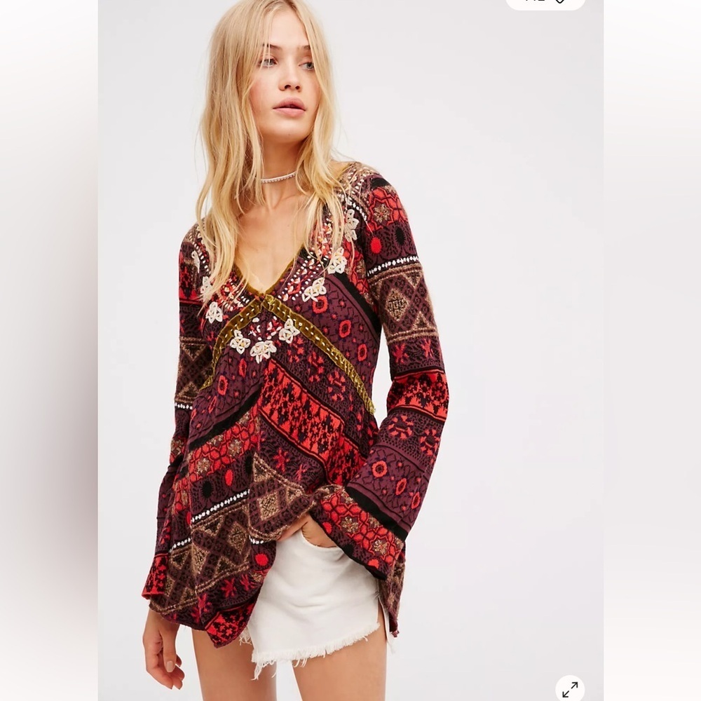 Free People World Traveler Pullover Tunic Top